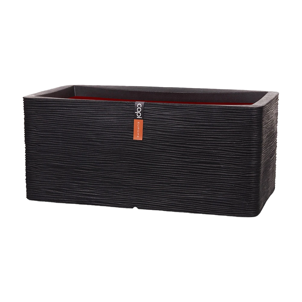 Capi Plantenbak Rechthoek Nature Rib NL - L73 X B39 X H32cm - Zwart