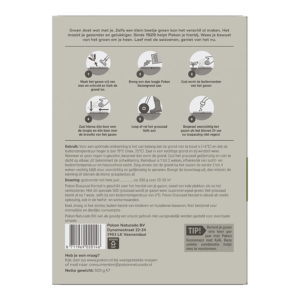 Pokon Graszaad Herstel 500gr - Graszaad - Afbeelding 2