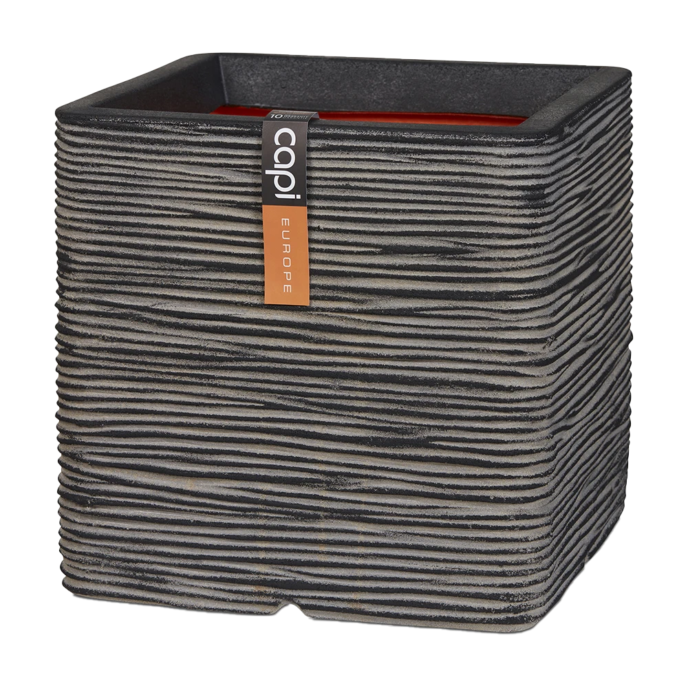 Capi Plantenbak Vierkant Nature Rib NL - L50 X B50 X H50cm - Antraciet