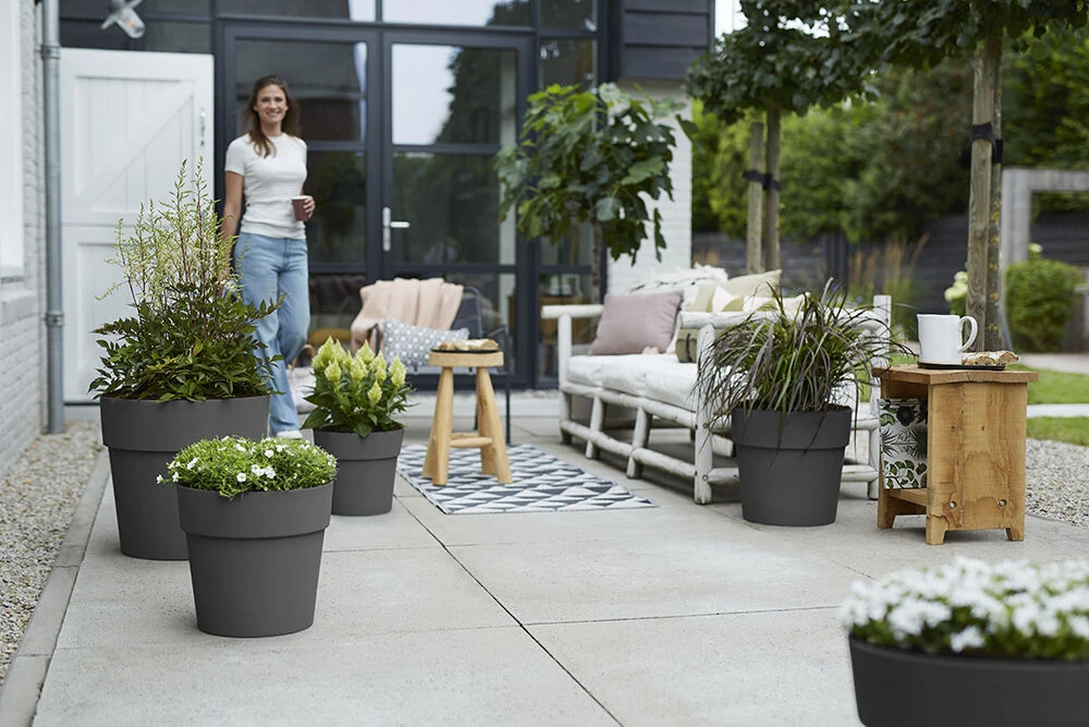 Bloempot Elho Vibia Straight Rond 30cm - Antraciet - Afbeelding 2